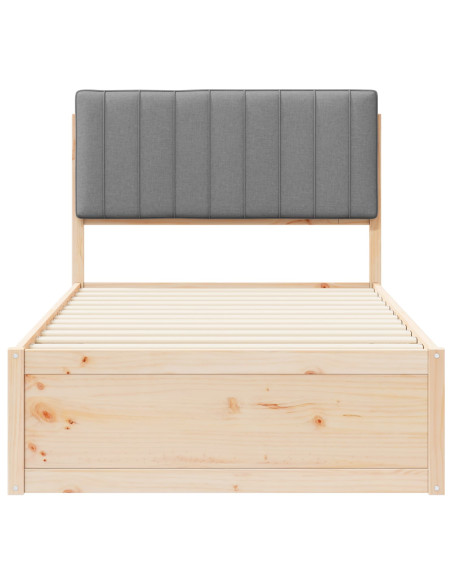 Letto con Testiera Rivestita Grigio chiaro 100 x 200 cm