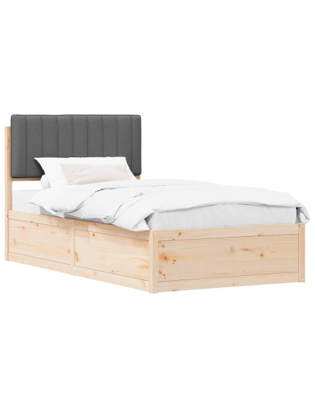Letto con Testiera Rivestita Grigio scuro 100 x 200 cm