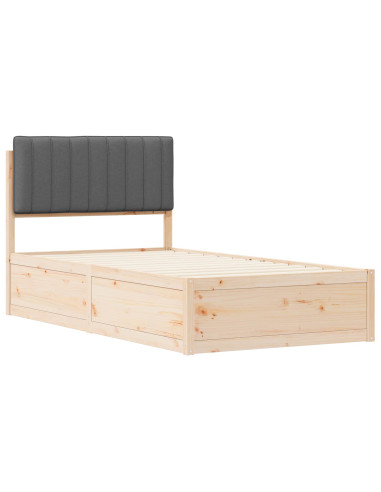 Letto con Testiera Rivestita Grigio scuro 100 x 200 cm
