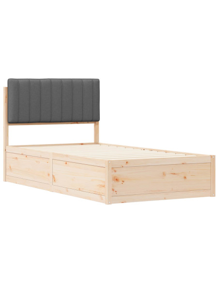 Letto con Testiera Rivestita Grigio scuro 100 x 200 cm