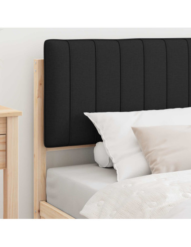 Letto con Testiera Rivestita Nero 100 x 200 cm Pino massello