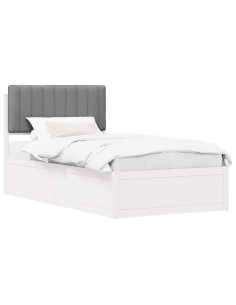 Letto con Testiera Rivestita Grigio chiaro 100 x 200 cm 2