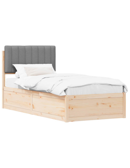 Letto con Testiera Rivestita Grigio chiaro 90 x 200 cm