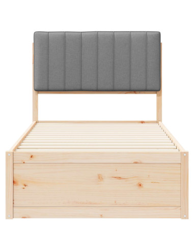 Letto con Testiera Rivestita Grigio chiaro 90 x 200 cm