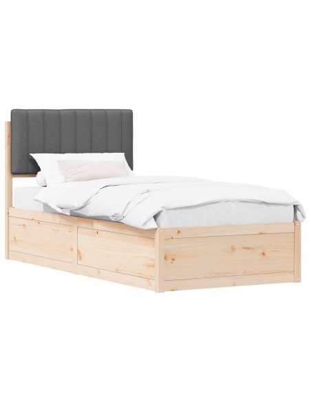 Letto con Testiera Rivestita Grigio scuro 90 x 200 cm