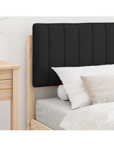 Letto con Testiera Rivestita Nero 90 x 200 cm Pino massello