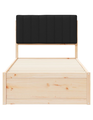 Letto con Testiera Rivestita Nero 90 x 200 cm Pino massello