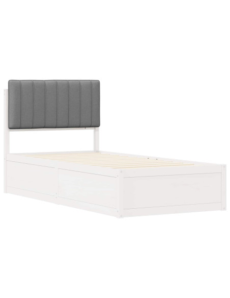 Letto con Testiera Rivestita Grigio chiaro 90 x 200 cm
