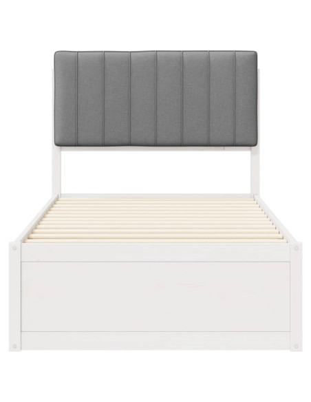 Letto con Testiera Rivestita Grigio chiaro 90 x 200 cm
