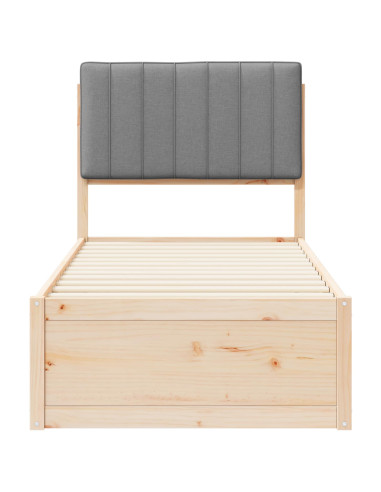 Letto con Testiera Rivestita Grigio chiaro 80 x 200 cm