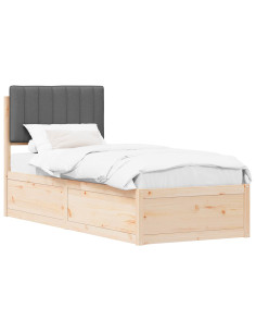 Letto con Testiera Rivestita Grigio scuro 80 x 200 cm 2