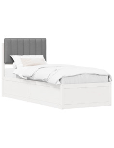 Letto con Testiera Rivestita Grigio chiaro 80 x 200 cm 2