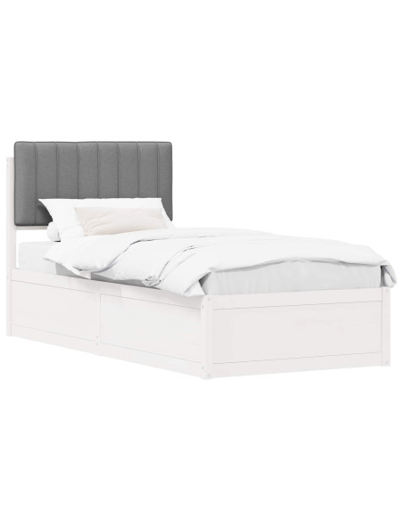 Letto con Testiera Rivestita Grigio chiaro 90 x 190 cm