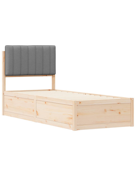 Letto con Testiera Rivestita Grigio chiaro 75 x 190 cm