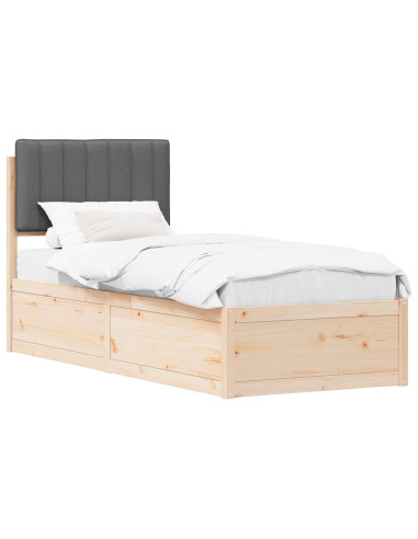 Letto con Testiera Rivestita Grigio scuro 75 x 190 cm