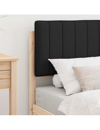 Letto con Testiera Rivestita Nero 75 x 190 cm Pino massello