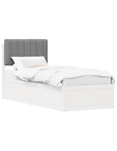 Letto con Testiera Rivestita Grigio chiaro 75 x 190 cm