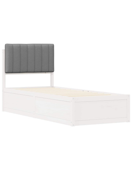 Letto con Testiera Rivestita Grigio chiaro 75 x 190 cm