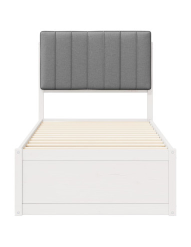 Letto con Testiera Rivestita Grigio chiaro 75 x 190 cm