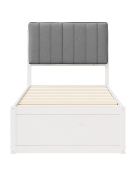 Letto con Testiera Rivestita Grigio chiaro 75 x 190 cm