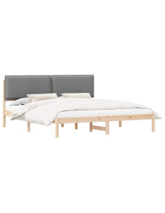 Letto con Testiera Rivestita Grigio chiaro 180 x 200 cm 2