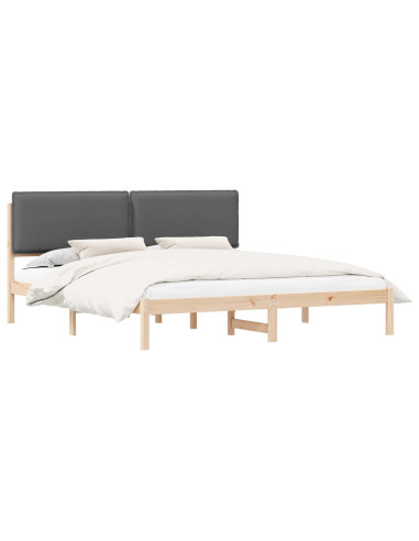 Letto con Testiera Rivestita Grigio scuro 180 x 200 cm
