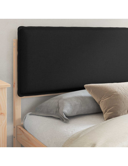 Letto con Testiera Rivestita Nero 180 x 200 cm Pino massello