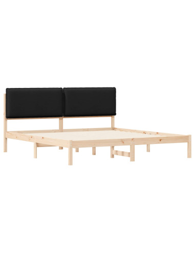 Letto con Testiera Rivestita Nero 180 x 200 cm Pino massello