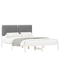 Letto con Testiera Rivestita Grigio chiaro 150 x 200 cm 2