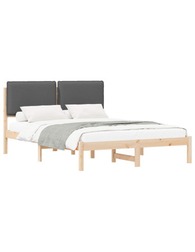 Letto con Testiera Rivestita Grigio scuro 120 x 200 cm