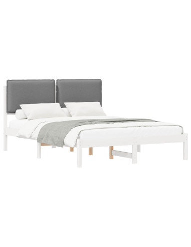 Letto con Testiera Rivestita Grigio chiaro 135 x 190 cm
