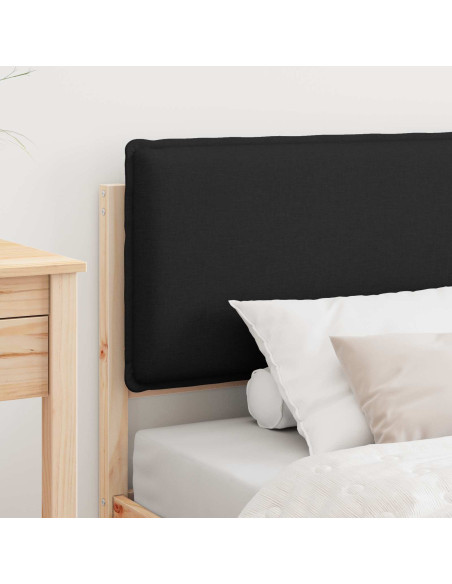 Letto con Testiera Rivestita Nero 90 x 200 cm Pino massello