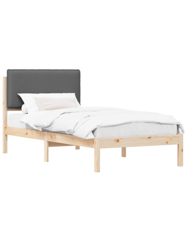 Letto con Testiera Rivestita Grigio scuro 80 x 200 cm