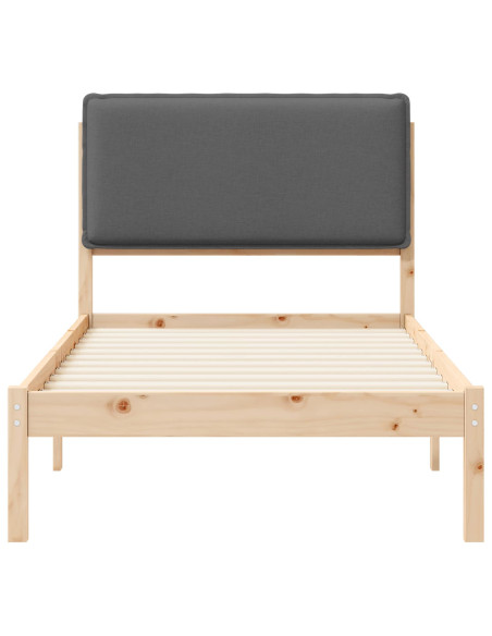 Letto con Testiera Rivestita Grigio scuro 80 x 200 cm