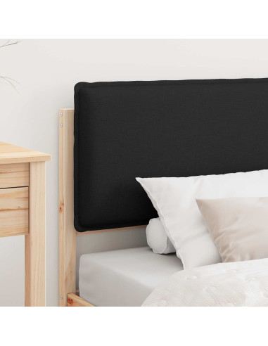 Letto con Testiera Rivestita Nero 80 x 200 cm Pino massello