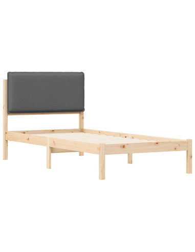 Letto con Testiera Rivestita Grigio scuro 90 x 190 cm