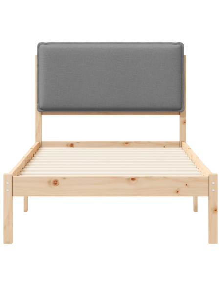 Letto con Testiera Rivestita Grigio chiaro 75 x 190 cm