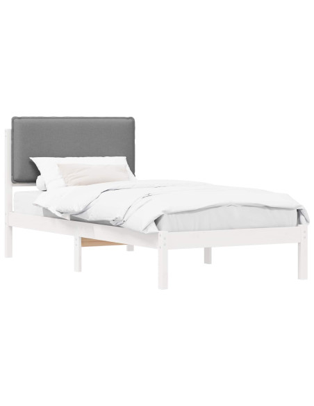 Letto con Testiera Rivestita Grigio chiaro 75 x 190 cm