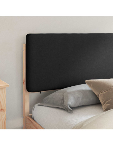 Letto con Testiera Rivestita Nero 180 x 200 cm Pino massello