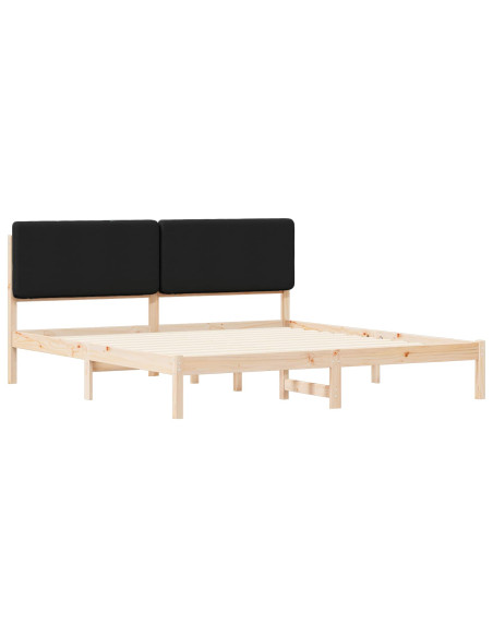 Letto con Testiera Rivestita Nero 180 x 200 cm Pino massello