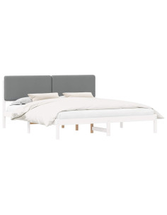 Letto con Testiera Rivestita Grigio chiaro 180 x 200 cm 2
