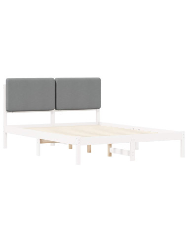 Letto con Testiera Rivestita Grigio chiaro 160 x 200 cm