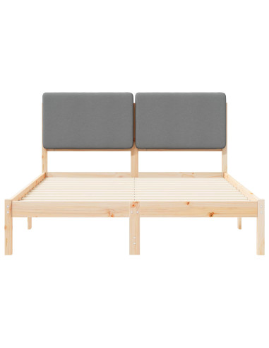 Letto con Testiera Rivestita Grigio chiaro 150 x 200 cm