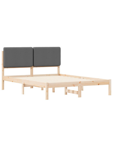 Letto con Testiera Rivestita Grigio scuro 150 x 200 cm