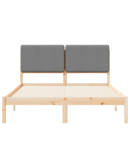 Letto con Testiera Rivestita Grigio chiaro 140 x 200 cm
