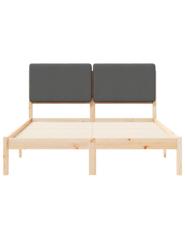 Letto con Testiera Rivestita Grigio scuro 140 x 200 cm