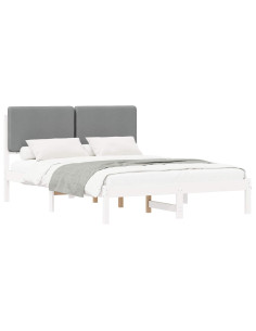 Letto con Testiera Rivestita Grigio chiaro 140 x 200 cm 2
