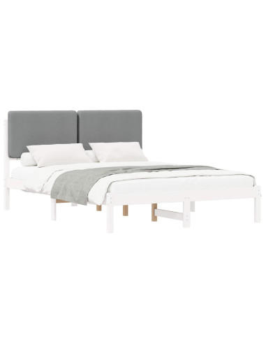 Letto con Testiera Rivestita Grigio chiaro 140 x 200 cm