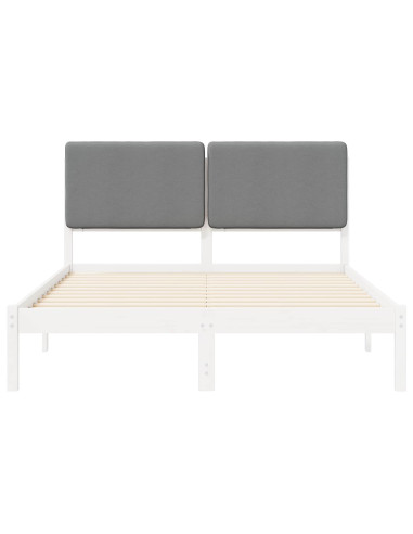 Letto con Testiera Rivestita Grigio chiaro 140 x 200 cm