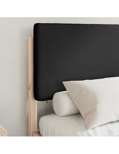 Letto con Testiera Rivestita Nero 120 x 200 cm Pino massello